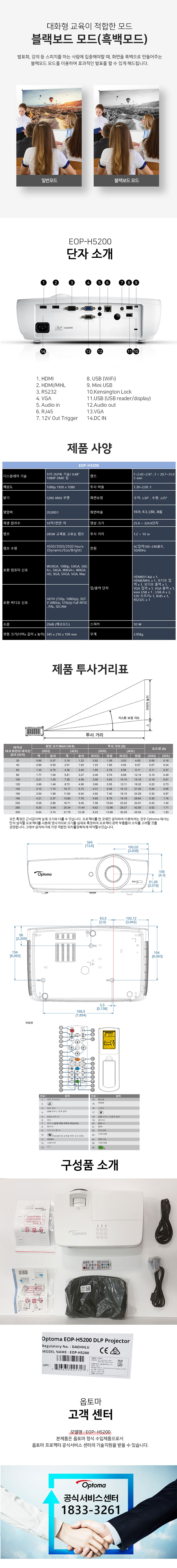 EOP-H5200 ¿ÉÅ丶 FullHD ÇÁ·ÎÁ§ÅÍ 5200¾È½Ã