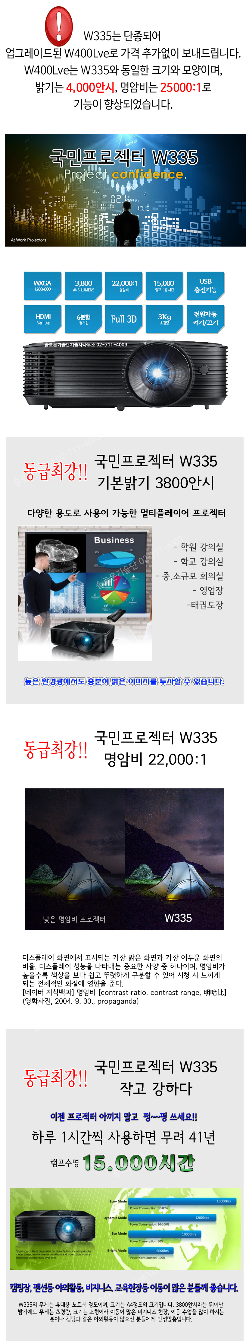 W335 丶 WXGA  3800Ƚ W335